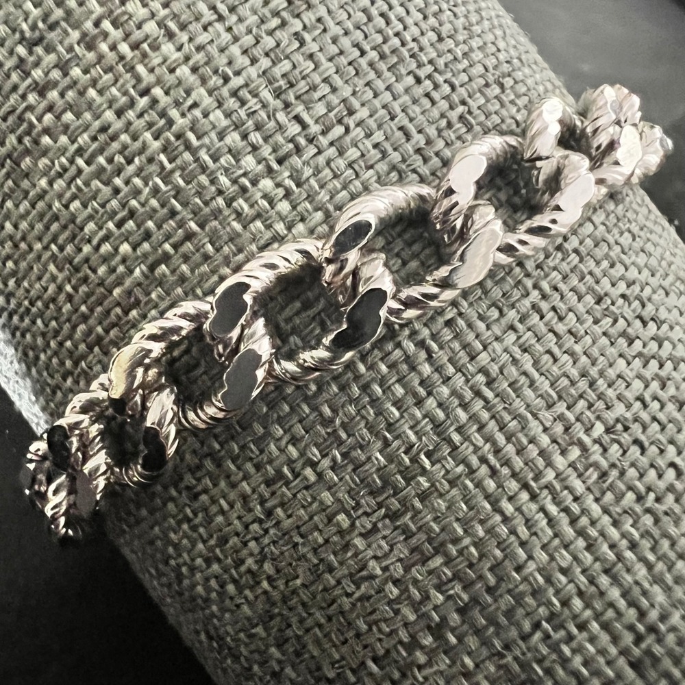 Monet Vintage Silver Tone Rope Twist Chunky Link Bracelet‎ 7 Inch Minimalist 70s